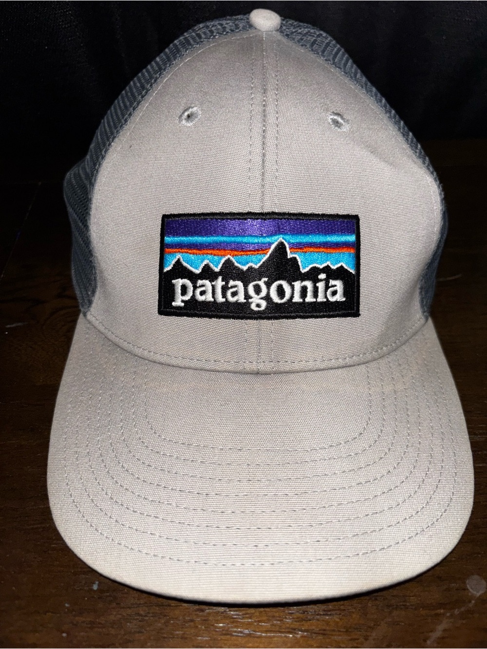 Patagonia Kids Beige and Gray Logo Trucker Hat with Multicolor Patch